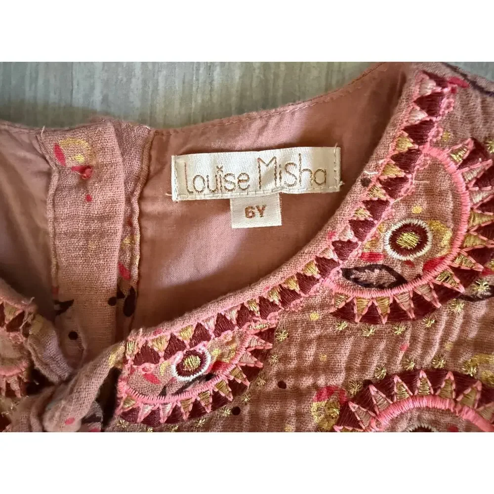 Louise Misha Lania Dress in Sienna Peru Pink Cotton Size 6 Years
